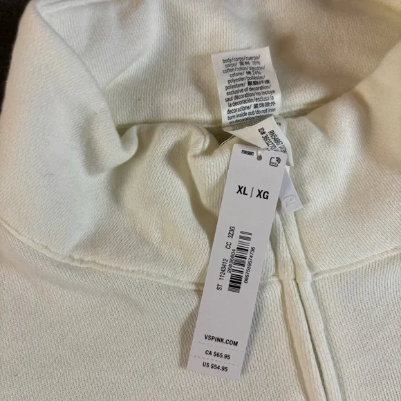 Victoria's Secret Pink Sports Club Full Zip Sweatshirt White XL - Picture 9 of 9